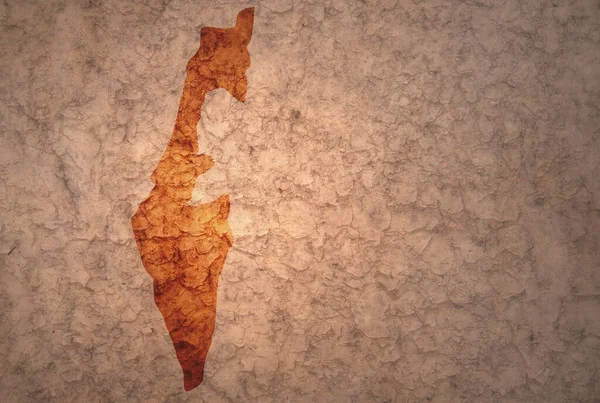 Kaart Van Israël Een Oude Vintage Crack Papier Achtergrond — Stockfoto