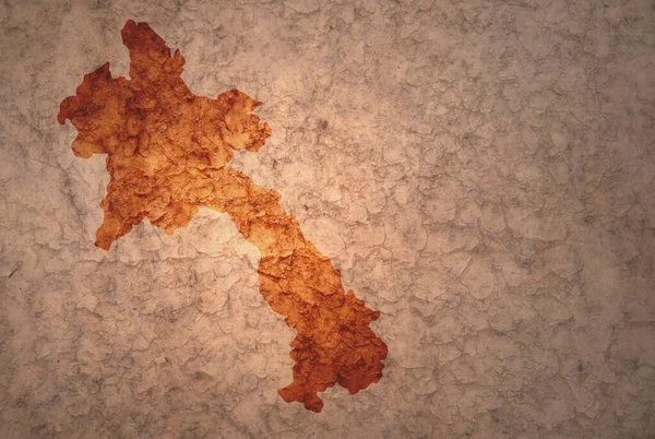 Карта Лаосу Старовинному Старовинному Тріщинному Папері — стокове фото