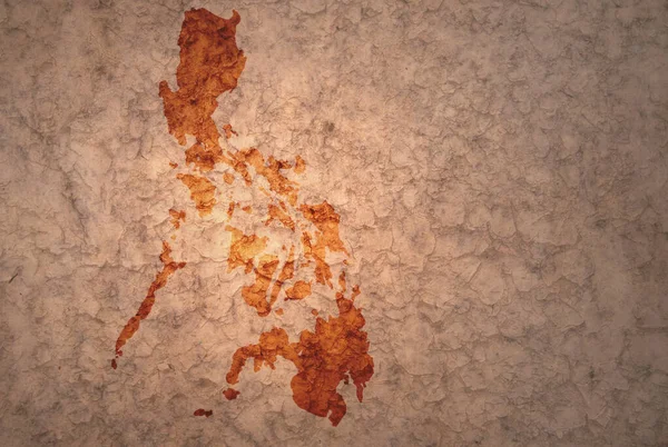 Mapa Filipin Starym Starym Papierze Vintage Cracku Tle — Zdjęcie stockowe