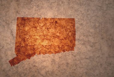 Eski bir antika çatlak kağıt arka planında bağlantı durumunun haritası