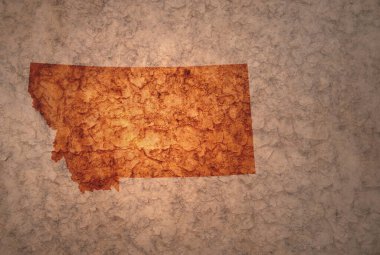 Montana Eyaleti 'nin haritası eski ve eski bir çatlak kağıt arka planında.