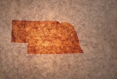 Nebraska devletinin haritası eski ve eski bir çatlak kağıt arka planında