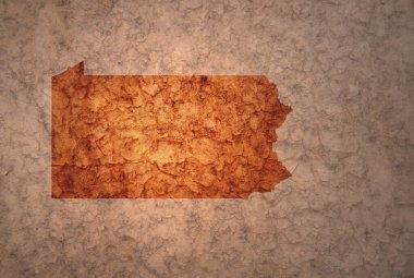 Pensilvanya 'nın haritası. Eski, eski bir çatlak kağıt arka planda.