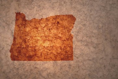Oregon Eyaleti 'nin haritası eski bir eski tip çatlak kağıt arka planında
