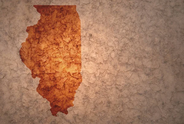 Карта Штату Іллінойс Старовинному Старовинному Тріщинному Папері — стокове фото