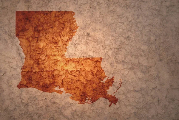 Χάρτης Της Κατάστασης Louisiana Μια Παλιά Αρχαία Αντίκα Κρακ Φόντο — Φωτογραφία Αρχείου
