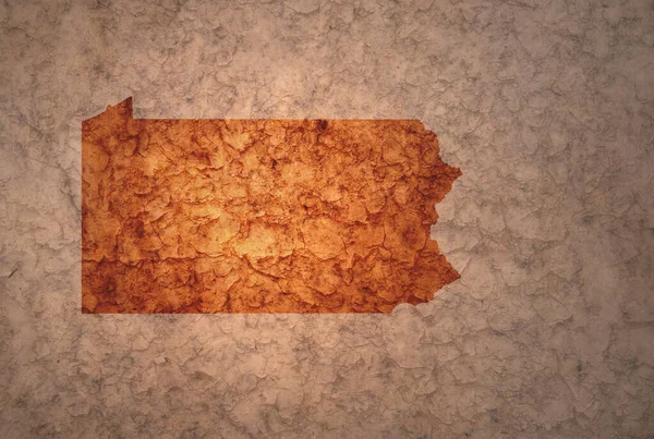 Карта Штату Пенсільванія Старовинному Старовинному Тріщинному Папері — стокове фото