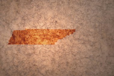 Tennessee eyaletinin haritası eski, eski bir çatlak kağıt arka planında