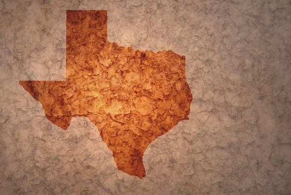 Karta Över Texastillstånd Gammal Gammal Vintage Crack Papper Bakgrund — Stockfoto