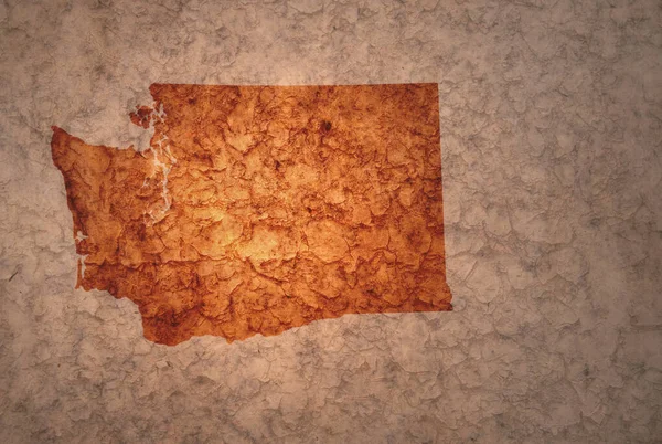 Карта Штату Вашингтон Старовинному Старовинному Паперовому Тло Тріщинами — стокове фото