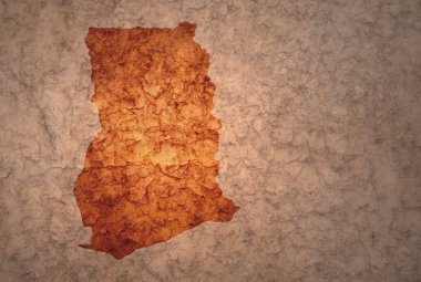 Gana 'nın haritası eski ve eski bir çatlak kağıt arka planında