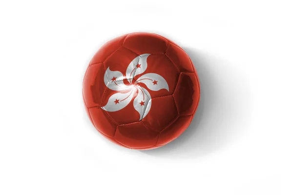 Реалистичный Футбольный Мяч Красочным Национальным Флагом Гонконга Белом Фоне Иллюстрация — стоковое фото