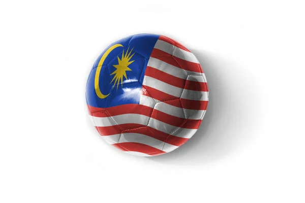 白い背景にマレーシアのカラフルな国旗が描かれたリアルなサッカーボール 3Dイラスト — ストック写真