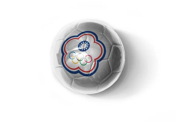 Realistic Football Ball Colorfull National Flag Taipei White Background Illustration — Stock Photo, Image