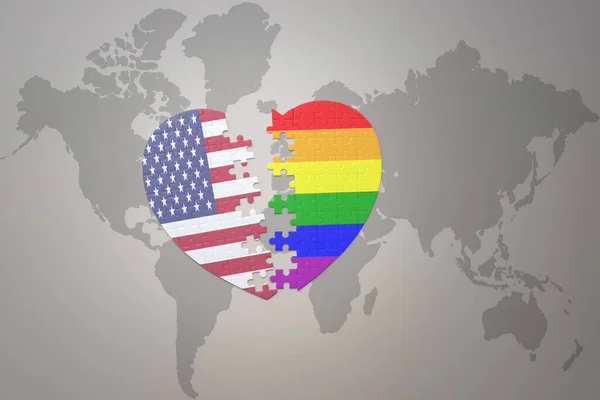Puzzle Heart National Flag United States America Rainbow Flag World — Stock Fotó