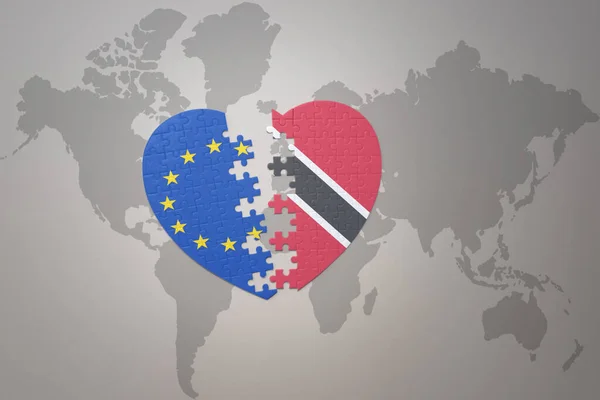Puzzle Coeur Avec Drapeau National Union Européenne Trinidad Tobago Sur — Photo