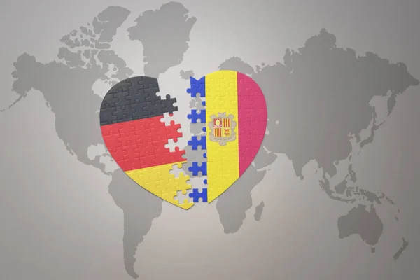 在世界地图的背景上 将国旗和德国国旗拼凑在一起 3D插图 — 图库照片