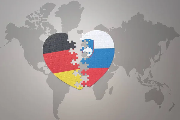 Puzzle Καρδιά Την Εθνική Σημαία Της Σλοβένια Και Της Γερμανίας — Φωτογραφία Αρχείου