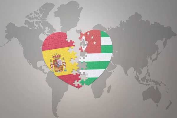 在世界地图的背景上 将国旗 Abkhazia Spain 与国旗拼凑在一起 3D插图 — 图库照片