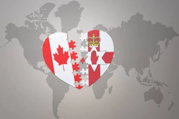 Kanada Kuzey Rlanda Nın Ulusal Bayrağıyla Ilgili Bir Bulmaca Kalbi — Stok fotoğraf