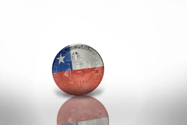 Bitcoin Avec Drapeau National Chili Sur Fond Blanc Bitcoin Concept — Photo