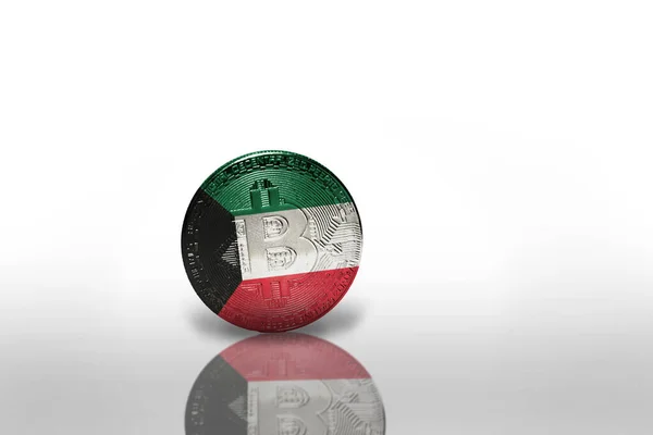 Bitcoin National Flag Kuwait White Background Bitcoin Mining Concept Illustration — Stock Photo, Image