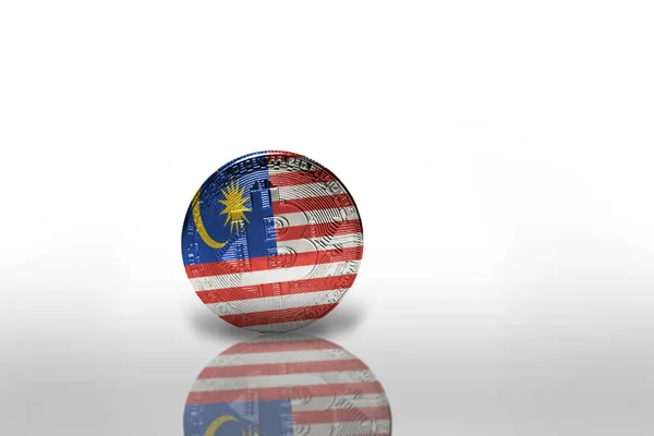 Bitcoin Flagą Narodową Malezji Białym Tle Koncepcja Wydobycia Bitcoinów Ilustracja — Zdjęcie stockowe