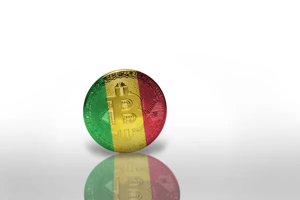 Bitcoin Com Bandeira Nacional Mali Fundo Branco Conceito Mineração Bitcoin — Fotografia de Stock