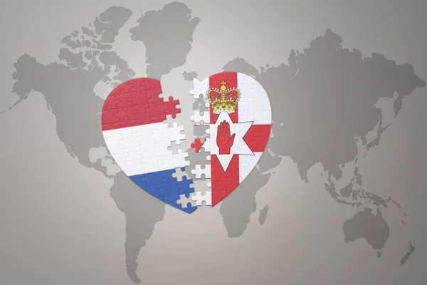 Kuzey Rlanda Hollanda Nın Ulusal Bayrağıyla Ilgili Bulmaca Kalbi Dünya — Stok fotoğraf