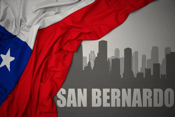 Abstract Silhouette City Text San Bernardo Waving Colorful National Flag — Stock Photo, Image