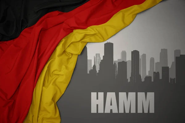 Abstrakte Silhouette Der Stadt Mit Text Hamm Bei Schwenkender Bunter — Stockfoto