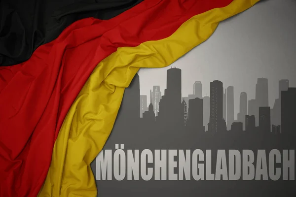 Abstrakte Silhouette Der Stadt Mit Text Mönchengladbach Bei Schwenkender Bunter — Stockfoto