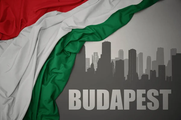 Abstrakte Silhouette Der Stadt Mit Text Budapest Der Nähe Schwenkt — Stockfoto