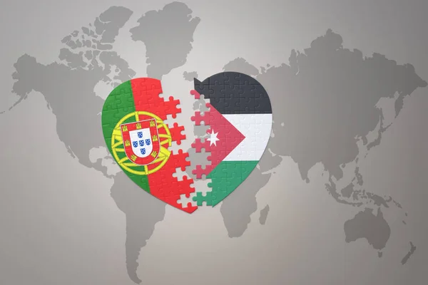 Καρδιά Παζλ Την Εθνική Σημαία Της Πορτογαλίας Και Jordan Ένα — Φωτογραφία Αρχείου
