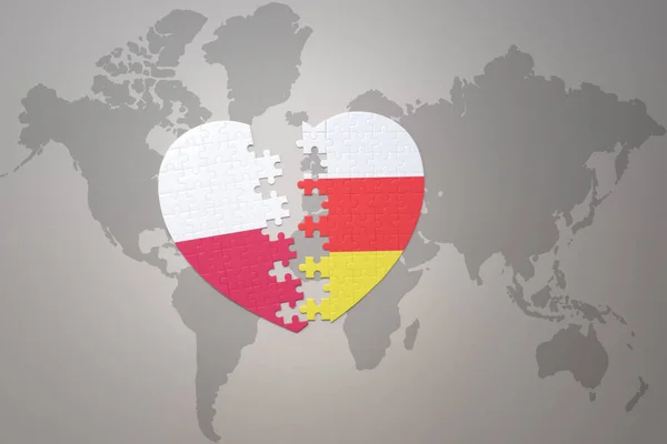 Сердце Головоломки Национальным Прапором Южной Осетії Гондоли Мапе Мира Обратного — стокове фото