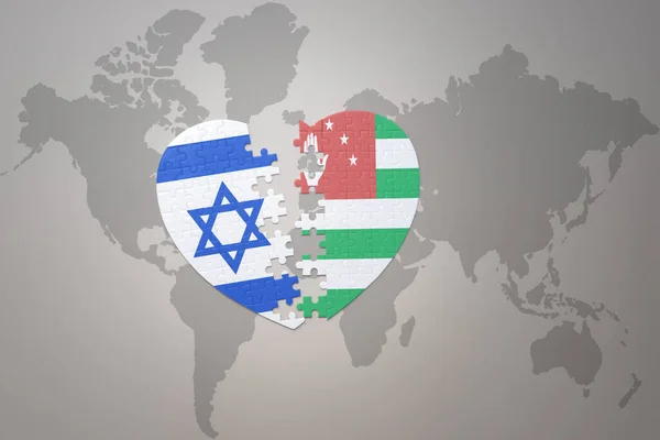 Puzzle Heart National Flag Abkhazia Israel World Map Background Concept —  Fotos de Stock