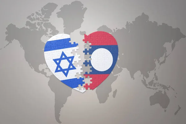 Puzzle Heart National Flag Laos Israel World Map Background Concept —  Fotos de Stock