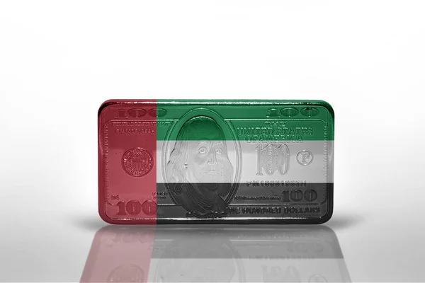 National Flag United Arab Emirates Dollar Money Banknote White Background — Stock Photo, Image