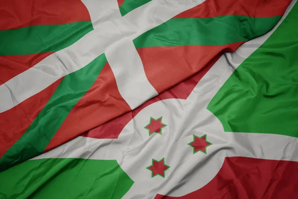 Waving Colorful Flag Burundi National Flag Basque Country Macro Illustration — ストック写真