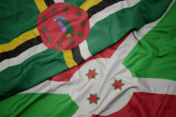 Waving Colorful Flag Burundi National Flag Dominica Macro Illustration — Photo