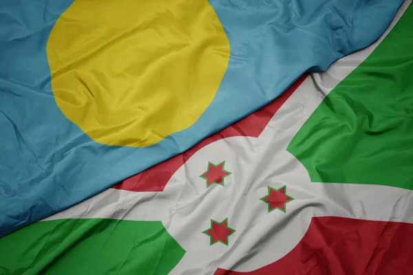 Waving Colorful Flag Burundi National Flag Palau Macro Illustration — ストック写真