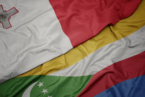 Waving Colorful Flag Comoros National Flag Malta Macro Illustration — ストック写真