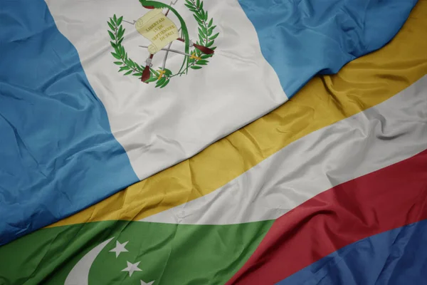 Waving Colorful Flag Comoros National Flag Guatemala Macro Illustration —  Fotos de Stock