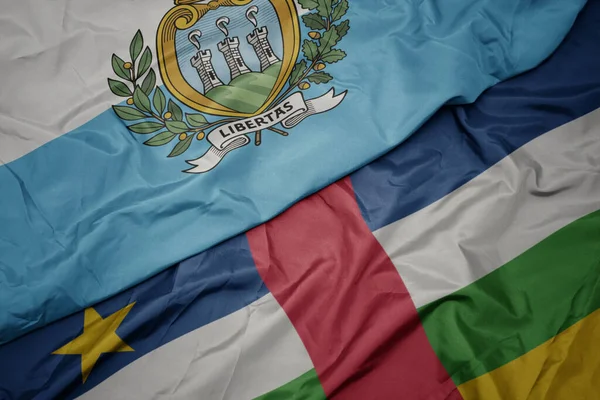 Waving Colorful Flag Central African Republic National Flag San Marino — Stock Fotó