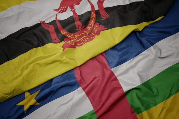 Waving Colorful Flag Central African Republic National Flag Brunei Macro — Stok fotoğraf