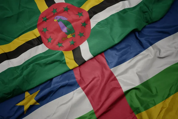 Waving Colorful Flag Central African Republic National Flag Dominica Macro — Stok fotoğraf