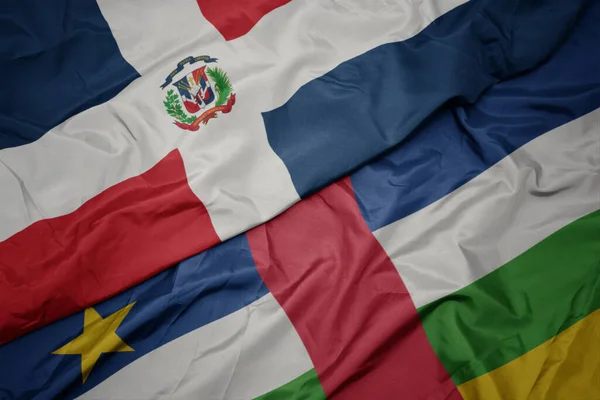 Waving Colorful Flag Central African Republic National Flag Dominican Republic —  Fotos de Stock