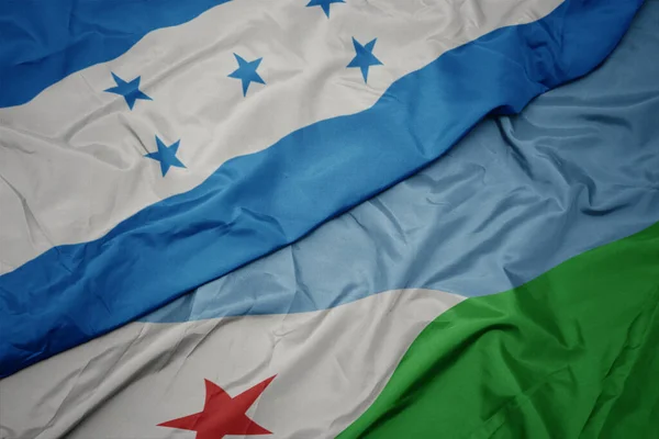 Waving Colorful Flag Djibouti National Flag Honduras Macro Illustration — Zdjęcie stockowe