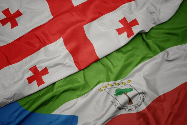 Waving Colorful Flag Equatorial Guinea National Flag Georgia Macro Illustration — Foto Stock