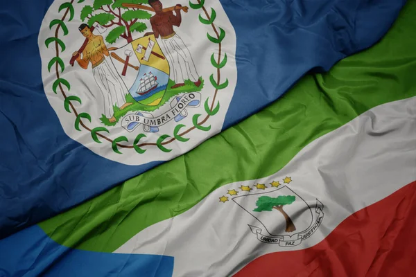 Waving Colorful Flag Equatorial Guinea National Flag Belize Macro Illustration —  Fotos de Stock